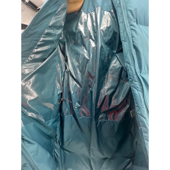 Columbia Omni Heat Long Puffer Jacket Teal Hooded Full Zip Women's Size L - Picture 6 of 10